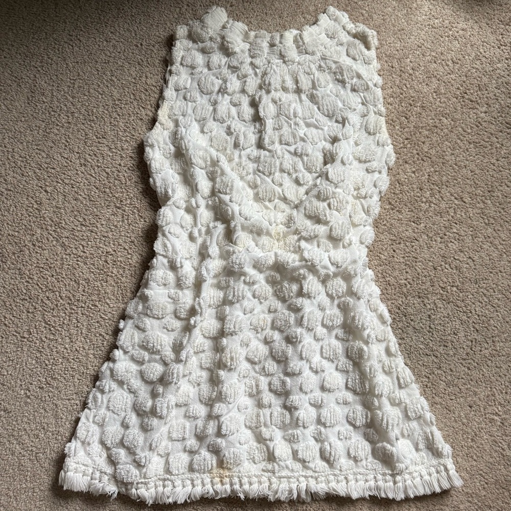 True vintage 60s 70s handmade white shift dress size 10 or 12 bubble texture